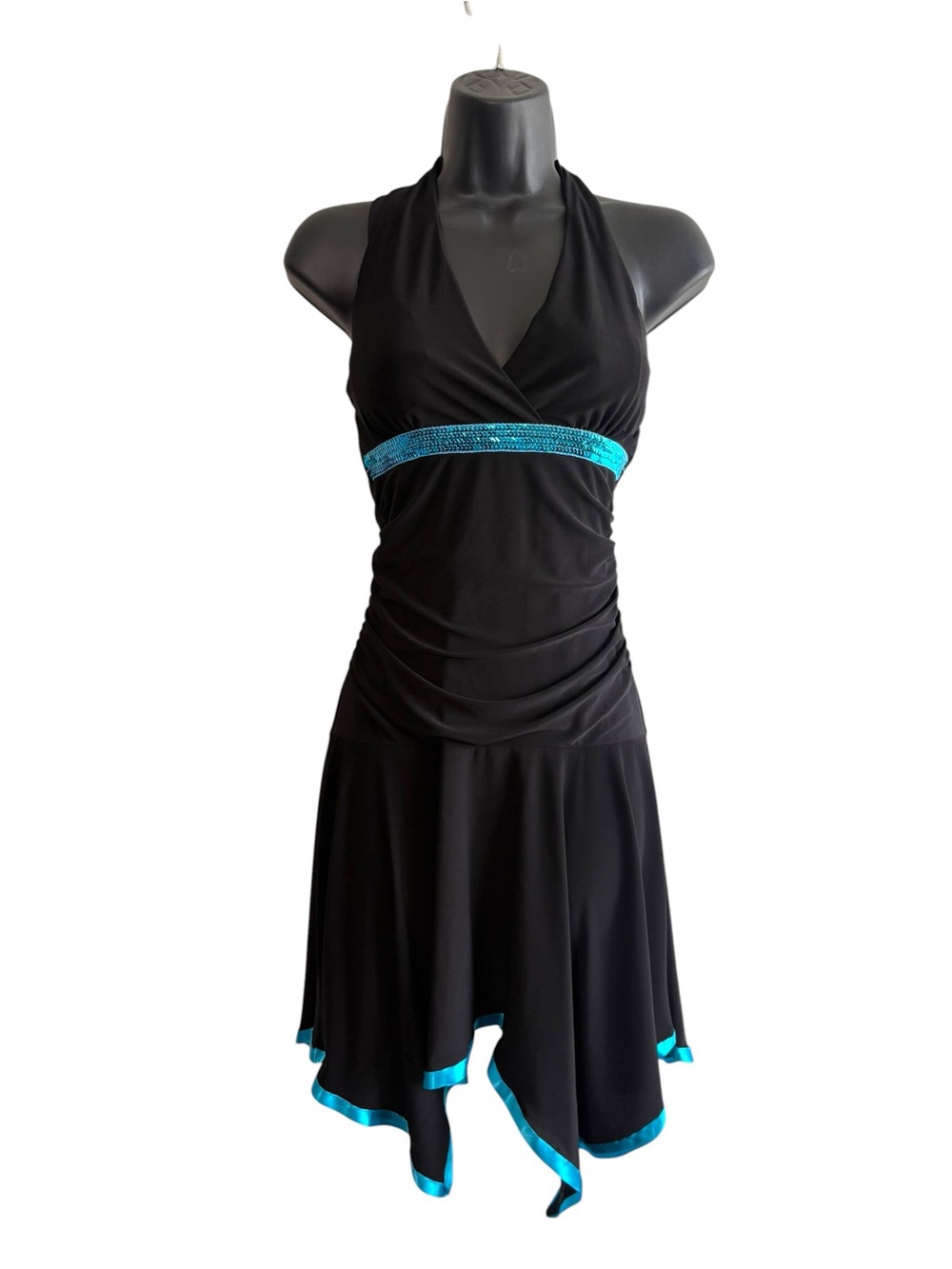 Vintage Taboo Size Medium Black Blue Babydoll Sequin Min Formal Dress Whimsigoth